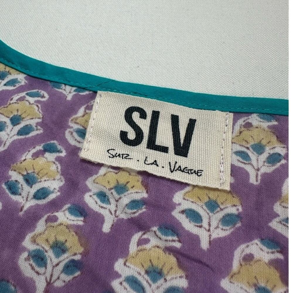Sur La Vague Iris Caftan Dress Women 3 M/L Purple Indian Gauze Tiered Maxi EUC - Picture 5 of 9